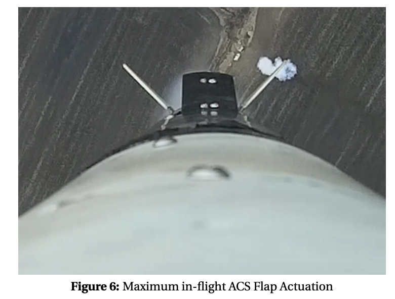 Onboard photo of ACS flaps fully actuated in flight